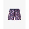 Moncler Men's Printed Swim Shorts In Red/blue