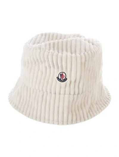 Pre-owned Moncler Mens' Ribbed Bucket Hat In White