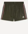 Moncler Mens Tricolour-trimmed Swim Shorts In Green