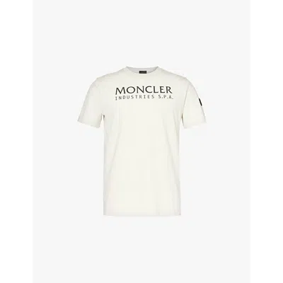 Moncler Mens White Brand-print Regular-fit Cotton-jersey T-shirt