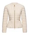 Moncler Menthe Vertical-quilted Short Down Jacket In Neutral