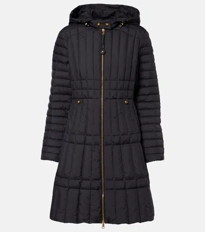 Moncler Menthelong Quilted Down Coat In Black