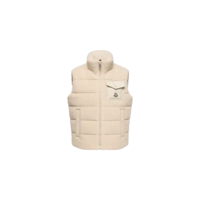 Moncler Kids' Merek Teddy Down Gilet, Boys, Beige, Size: 8y In Sand