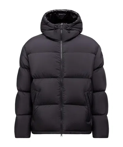 Moncler Meriera Hooded Short Down Jacket In Black