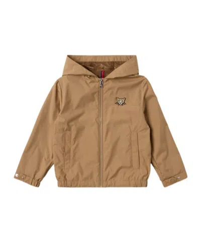 Moncler Kids' Merih Hooded Tech Jacket In Brown