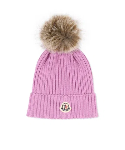 Moncler Merino Wool Beanie In Pink