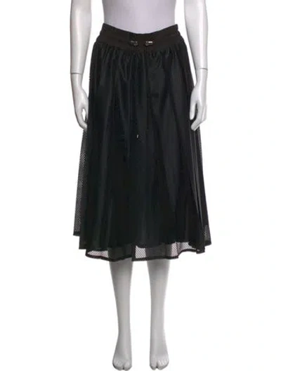 Pre-owned Moncler Mesh Accents Midi Length Skirt In Black