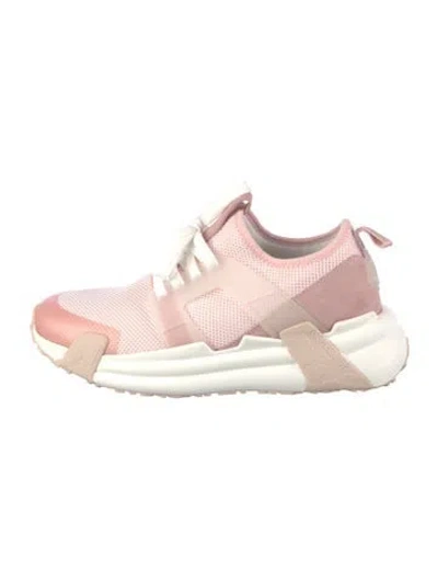 Pre-owned Moncler Mesh Colorblock Pattern Athletic Sneakers In Pink