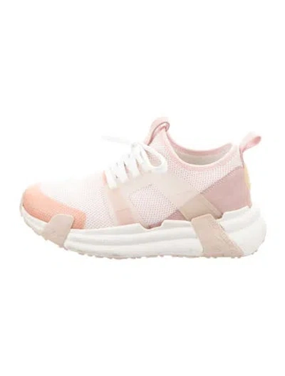 Pre-owned Moncler Mesh Colorblock Pattern Chunky Sneakers In Pink