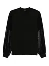 Moncler Mesh-insert Long-sleeve Sweatshirt In Black
