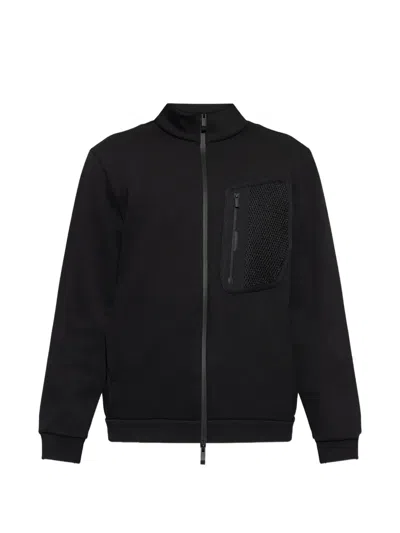 Moncler Mesh-pocket Zip-up Sweatshirt In Black