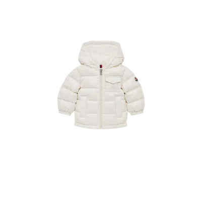 MONCLER MESLES HOODED DOWN JACKET, CHILDREN, WHITE, SIZE: 12/18M