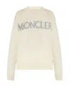 Moncler Logo Embroidered Crewneck Knit Sweater In White