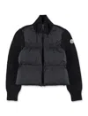 Moncler Metallic Merino Wool Padded Zip-up Cardigan For Kids In Black