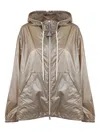 Moncler Metallic Drawstring Hood Jacket In Silver