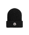 Moncler Metallic Wool Beanie In Black