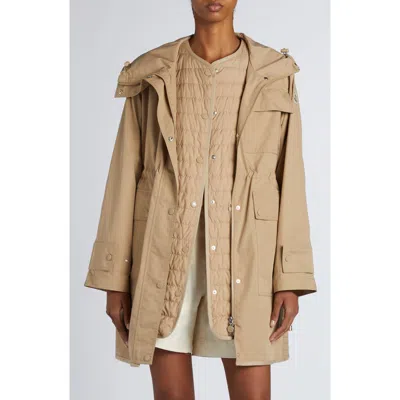 Moncler Meudon Long Parka In Beige