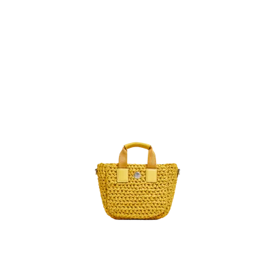 Moncler Micro Cabas Tissé Caradoc In Yellow