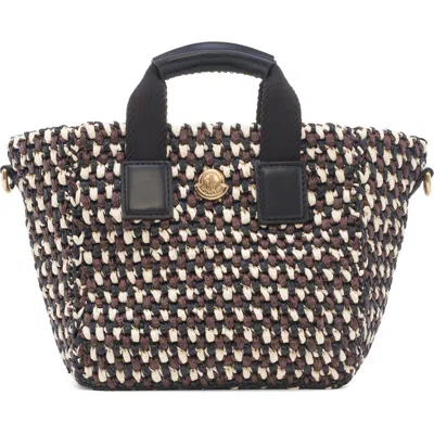 Moncler Caradoc Micro Raffia Crochet Tote Bag In Black