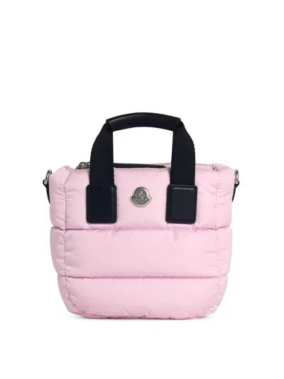 Moncler Micro Caradoc Light Pink Polyamide Tote Bag In Nude