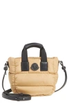 Moncler Micro Caradoc Puffer Crossbody Tote In Camel