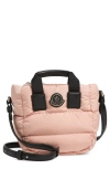 Moncler Micro Caradoc Puffer Crossbody Tote In Pink