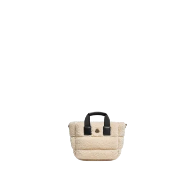 Moncler Micro Cabas Caradoc En Teddy, Femme, Blanc, Taille: Uni In White