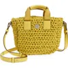 Moncler Micro Caradoc Woven Crossbody Bag In Yellow Pear