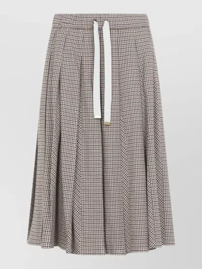 Moncler Micro Check Pleated Skirt Stretch Wool In Gray