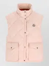 Moncler Biois Down Gilet Stand Collar Zigzag Quilted Technical Fabric In Pink