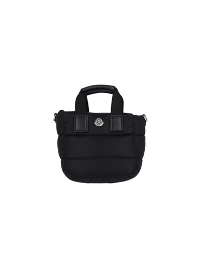Moncler Micro Shoulder Bag With Quilted Design And Removable Strap In Black