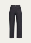 MONCLER MID-RISE STRAIGHT-LEG COTTON STRETCH TROUSERS