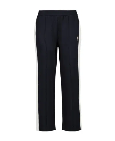 Moncler Mid-rise Striped Wide-leg Track Pants In Blue