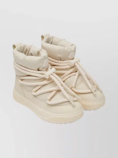 Moncler Mid Snow Boots With Round Toe And Rubber Sole In Nude