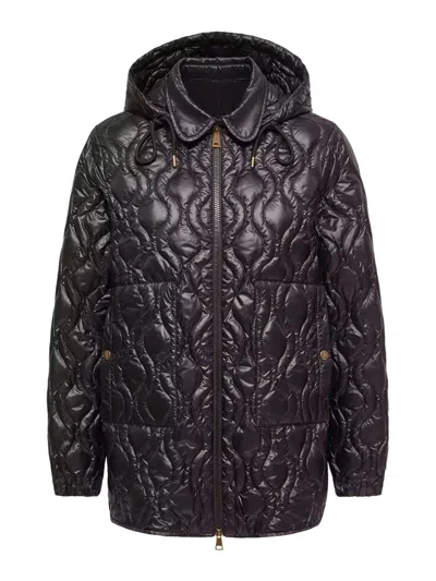 Moncler Midi Balette Down Jacket With Geometric Quilting In Black