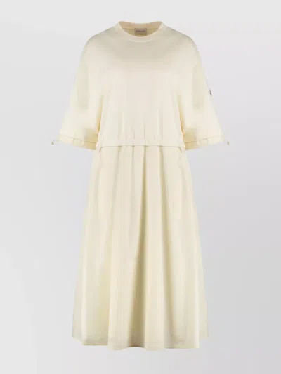 MONCLER MIDI COTTON DRESS FEATURING DRAWSTRING WAIST
