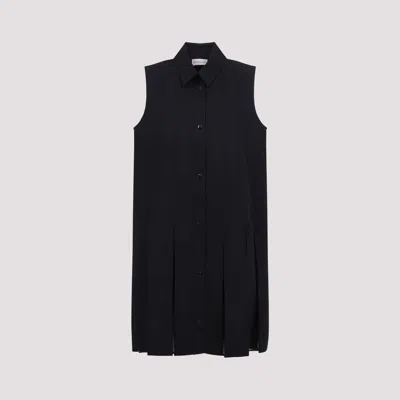 Moncler Midi Cotton Dress For Women In Black