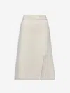 Moncler Ribbed-knit Wool And Cashmere Midi Skirt In Neutral