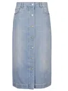 Moncler Button-up Denim Midi Skirt In Blu Denim