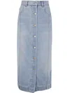 Moncler Button-up Denim Midi Skirt In Blue