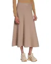 Moncler Tricot Wool Blend Skirt In Pink Taupe