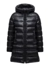 Moncler Suyenne Hooded Mid-length Down Jacket In Blue