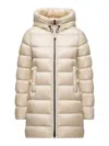 Moncler Suyenne Hooded Mid-length Down Jacket In Nude