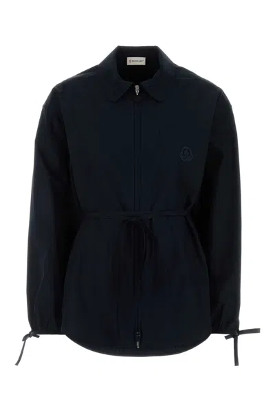 Moncler Midnight Blue Poplin Shirt In Black