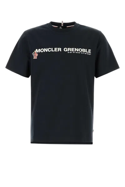 Moncler Grenoble Logo Embroidered Crewneck T-shirt In Blue