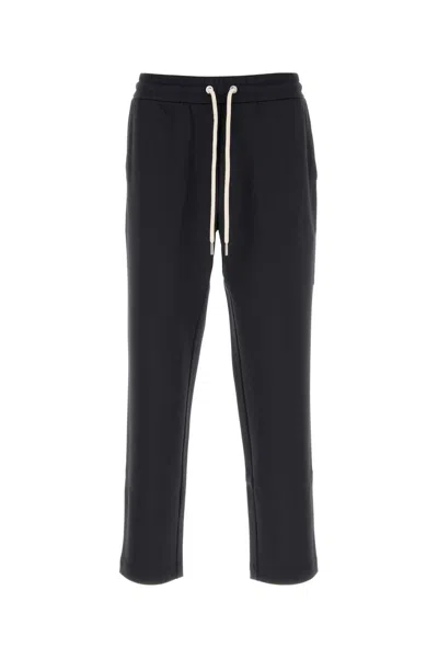 Moncler Midnight Blue Tech Fabric Joggers In Black