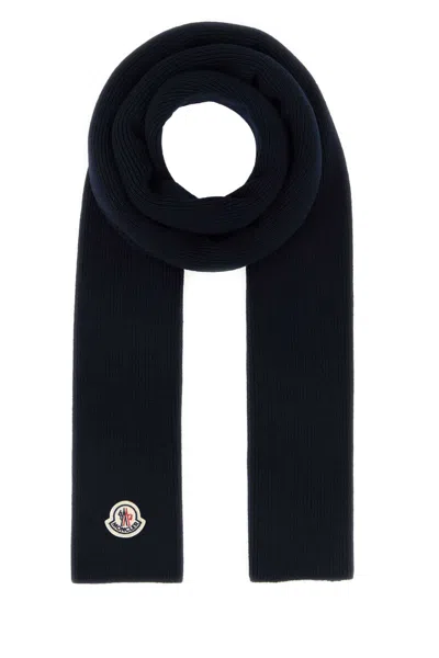 Moncler Midnight Wool Scarf In Blue