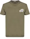 MONCLER MILITARY GREEN COTTON SHORT-SLEEVED T-SHIRT WITH MONCLER DOUBLE PATCH