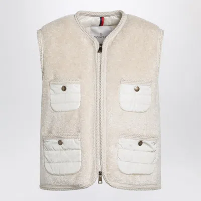 Moncler Mimosa Gilet In Teddy-effect Fleece In Neutral