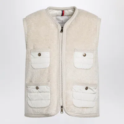 Moncler Mimosa Gilet In Teddy-effect Fleece In Neutral